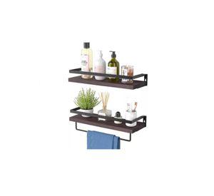 Repisas Flotantes de Madera Modernas Kit 2 Marrón Oscuro