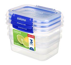 Set de 3 contenedores de 1 litro Klip It Plus. Sistema