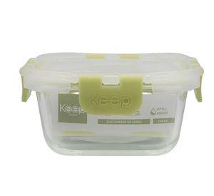 HERMETICO CUADRADO 320ML GLASS KEEP VERDE