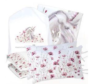 JUEGO DE CAMA FUNDA DE PLUMÓN + SABANA BAJERA + 4 FUNDAS ALMOHADA UNICORNIO KING