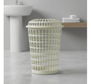 Canasto Para Ropa Sucia Plastico Calado Con Tapa Redondo