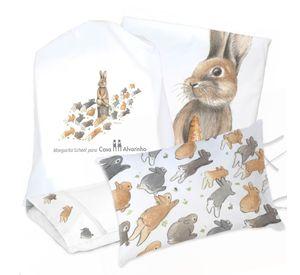 JUEGO DE CAMA FUNDA DE PLUMÓN + SABANA BAJERA +2 FUNDAS ALMOHADA PEDRO RABBIT 1,5 PLAZAS