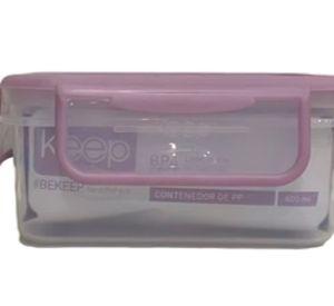 HERMETICO PP 400ML RECTANGULAR ROSADO