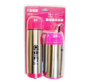 SET TERMO MATE + TERMO BALA KEEP rosado