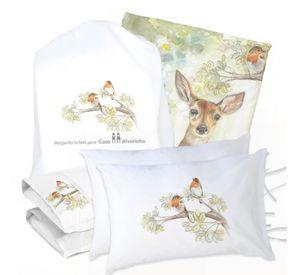 JUEGO DE CAMA FUNDA DE PLUMÓN + SABANA BAJERA + 4 FUNDAS ALMOHADA BAMBI BOSQUE 2 PLAZAS