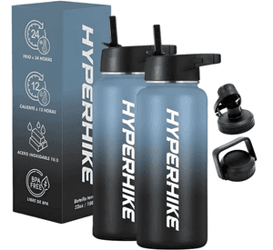 Pack 2 Termo Acero Inoxidable 1lt Hyperhike + 6 Tapas