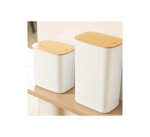 Contenedor Hermético Rectangular con Tapa de Bambú Keep 1,5 lt Blanco Ou