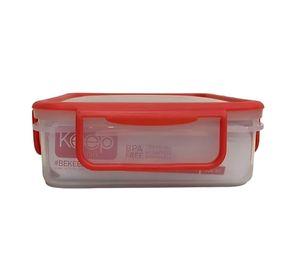 HERMETICO PP 600ML CUADRADO ROJO