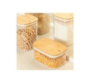 Contenedor Hermético Rectangular con Tapa de Bambú Keep 0,65 lt Transparente Ou