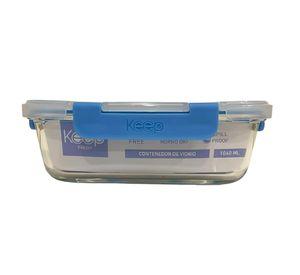 HERMETICO RECTANGULAR 1040ML GLASS KEEP AZUL