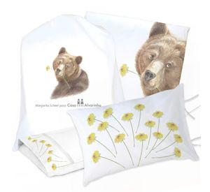 JUEGO DE CAMA FUNDA DE PLUMÓN + SABANA BAJERA +2 FUNDAS ALMOHADA OSA AMABLE 1 PLAZA