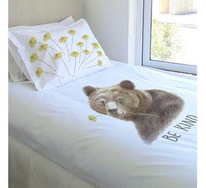 JUEGO DE CAMA FUNDA DE PLUMÓN + SABANA BAJERA +2 FUNDAS ALMOHADA OSA AMABLE 1 PLAZA