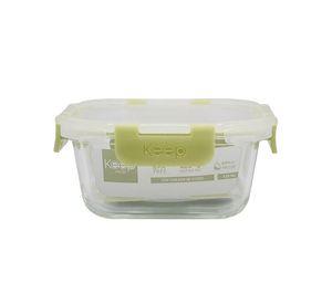 HERMETICO CUADRADO 520ML GLASS KEEP VERDE