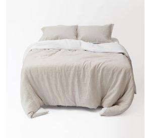 Funda de Plumón Lino Reversible Beige Blanco Super King