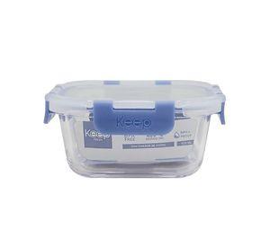 HERMETICO CUADRADO 520ML GLASS KEEP AZUL