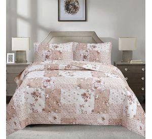 QUILT ANDES ESTAMPADO PATCHWORK BEIGE 2 PLAZAS