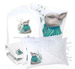 JUEGO DE CAMA FUNDA DE PLUMÓN + SABANA BAJERA + 4 FUNDAS ALMOHADA CONEJO PIDE UN DESEO KING