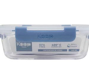 HERMETICO RECTANGULAR 640ML GLASS KEEP AZUL