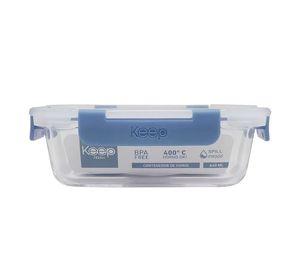 HERMETICO RECTANGULAR 640ML GLASS KEEP AZUL