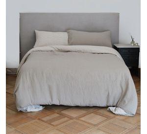 Funda de Plumón Lino King Reversible Lineas Beige