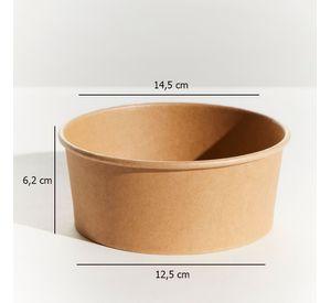 Envase Bowl Kraft Con Tapa Pet 750ml (25 Unidades)