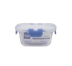 HERMETICO CUADRADO 320ML GLASS KEEP AZUL