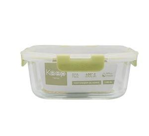 HERMETICO CUADRADO 2200ML GLASS KEEP VERDE