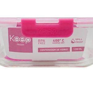 HERMETICO CUADRADO 1200ML GLASS KEEP FUCSIA