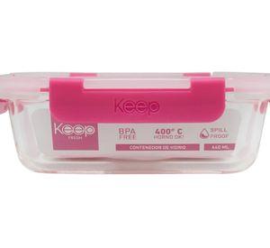 HERMETICO RECTANGULAR 640ML GLASS KEEP FUCSIA