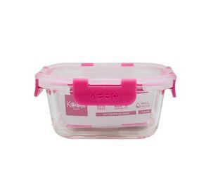 HERMETICO CUADRADO 520ML GLASS KEEP FUCSIA