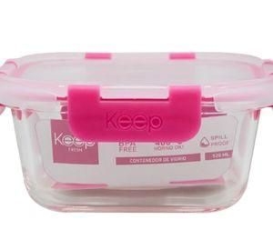 HERMETICO CUADRADO 520ML GLASS KEEP FUCSIA