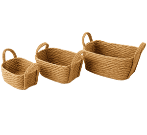 Juego De 3 Cestas De Almacenamiento Tejidas Cuerda De Yute Set 3 Piezas