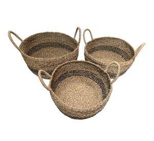 Canasto Natural Y Negro Set de 3
