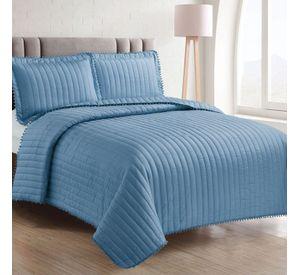 QUILT ANDES POM POM AZUL 1.5 PLAZAS