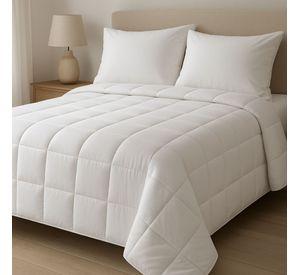 Quilt King Algodón Egipcio 300 Hilos Cuadros Blanco