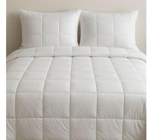 Quilt King Algodón Egipcio 300 Hilos Cuadros Blanco
