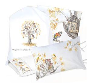 JUEGO DE CAMA FUNDA DE PLUMÓN + SABANA BAJERA +2 FUNDAS ALMOHADA ARBOLITO 1,5 PLAZAS