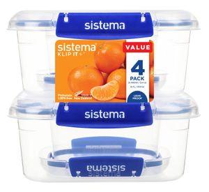 Set de 4 contenedores Klip It Plus (2x 400 ml - 2x 1.0 lts) Sistema