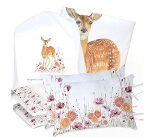 JUEGO DE CAMA FUNDA DE PLUMÓN + SABANA BAJERA + 4 FUNDAS ALMOHADA BAMBI FLORES SUPER KING