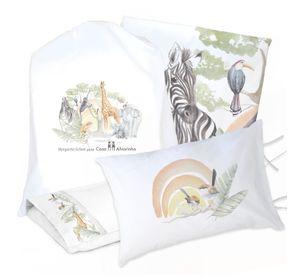 JUEGO DE CAMA FUNDA DE PLUMÓN + SABANA BAJERA +2 FUNDAS ALMOHADA SAFARI 1,5 PLAZAS