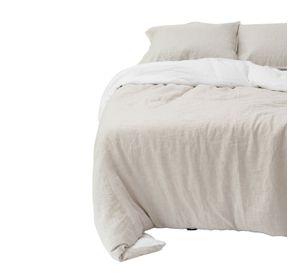 Funda de Plumon King Lino reversible Beige Blanco