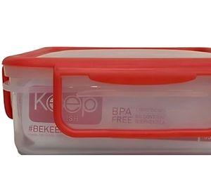 HERMETICO PP 600ML CUADRADO ROJO