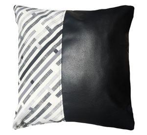 Cojín Decorativo EcoCuero Gris y Negro 50x50 Relleno
