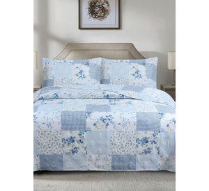 QUILT ANDES ESTAMPADO PATCHWORK CELESTE 2 PLAZAS