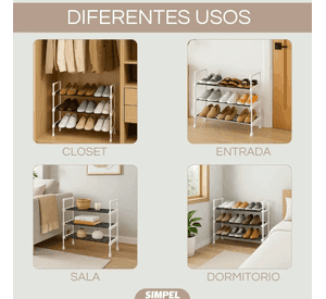 Rack Zapatero Extensible Simpel Orgnanizadores De Zapatos Blanco