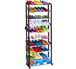Zapatero armable de aluminio 9 pisos 45 pares negro