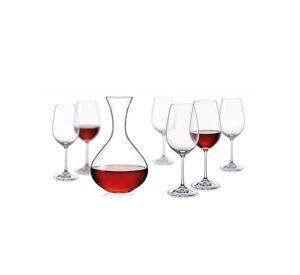 Set Decantador de Vino Con 6 Copas Cristal