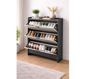 Zapatero Mueble Organizador de Zapatos para Entrada o Dormitorio Color Gris y Blanco