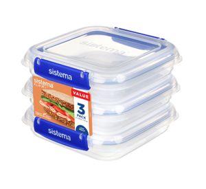 Set de 3 contenedores rectangular Klip It Plus 520 ml. Sistema