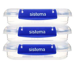 Set de 3 contenedores rectangular Klip It Plus 520 ml. Sistema